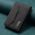 Premium Leather Pop-Up Card Wallet with RFID Protection - Automatic Card Holder