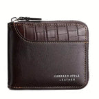 Leather RFID Zipper Wallet for Men