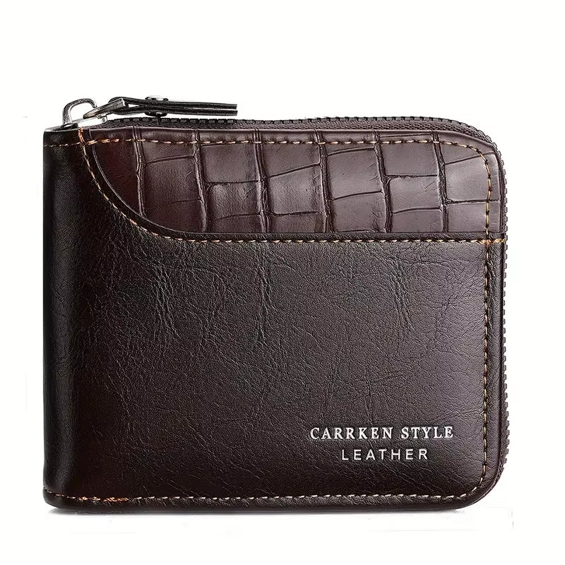 Leather RFID Zipper Wallet for Men