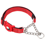 Heavy-Duty Dog Training Collar with AirTag Holder – Adjustable Metal Chain Collar, Escape-Resistant Pet Collar for Medium & Large Dogs