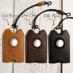 Genuine Leather Luggage Tag – Vintage Travel ID with Privacy Flap & AirTag Slot