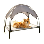 Outdoor Elevated Dog Bed with Canopy – Cooling Mesh Cot with UV Sun Shade