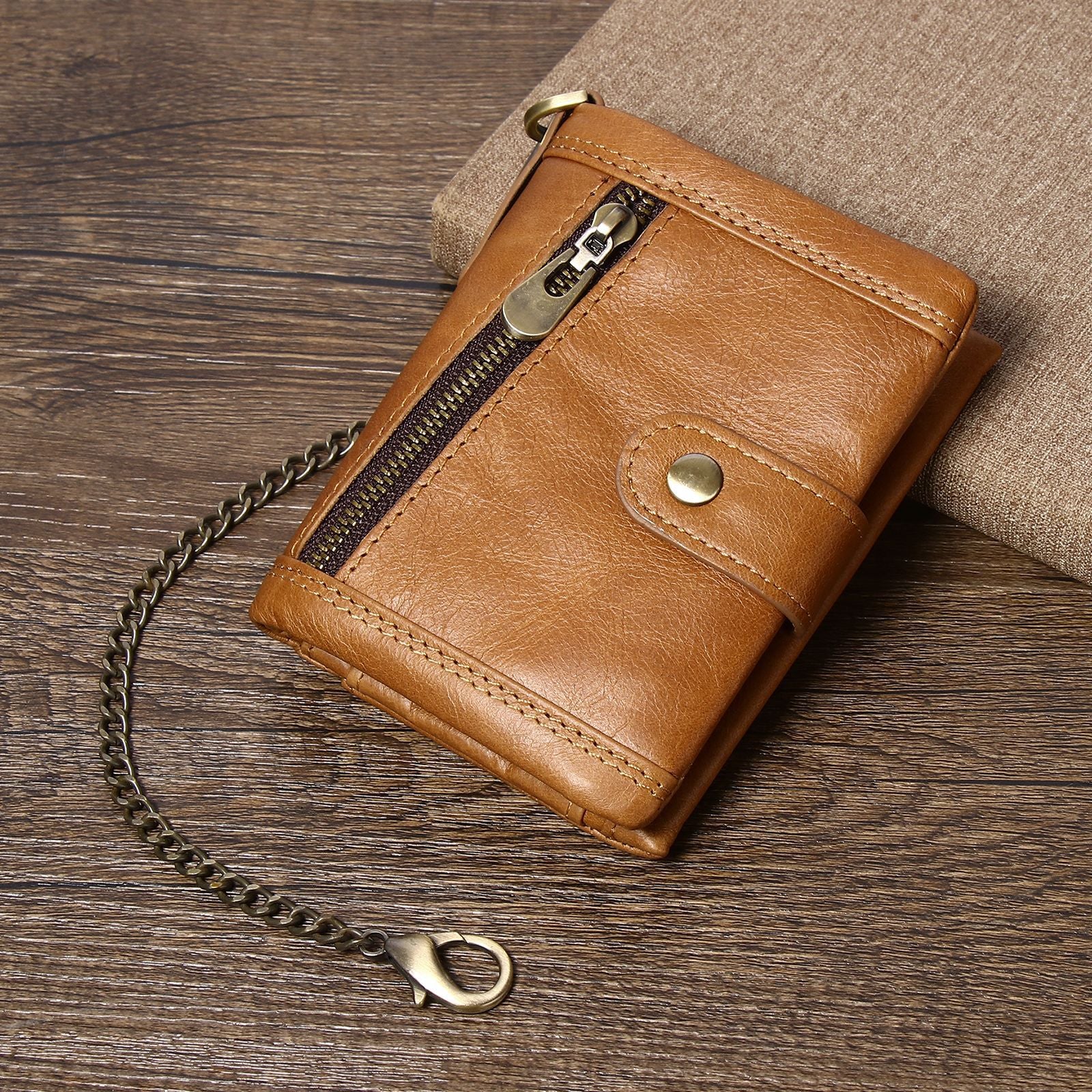 Cross-border genuine leather RFID anti-theft brush wallet short new men's multi-function anti-magnetic cowhide coin purse