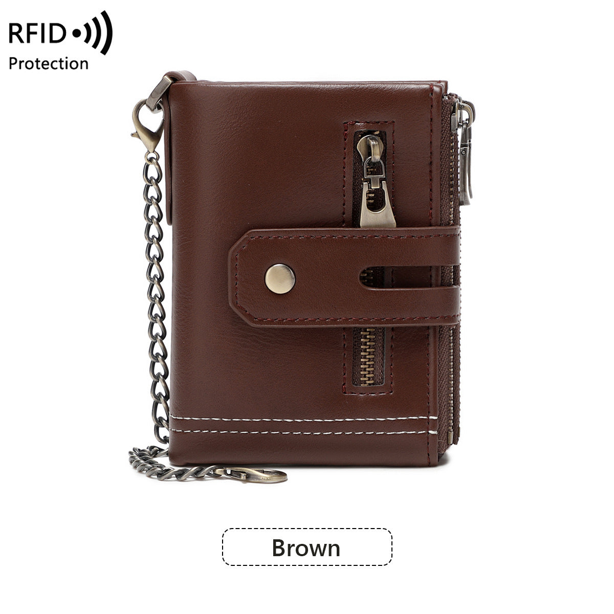 RFID Blocking Leather Wallet for Men – Double Zipper Coin Pocket, Compact Bifold Short Wallet (Anti-Theft & Secure)