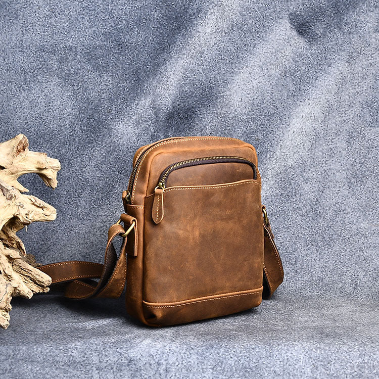 Men's Leather Messenger Bag For Large Ipad
