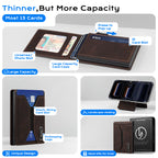 Premium Leather Pop-Up Card Wallet with RFID Protection - Automatic Card Holder