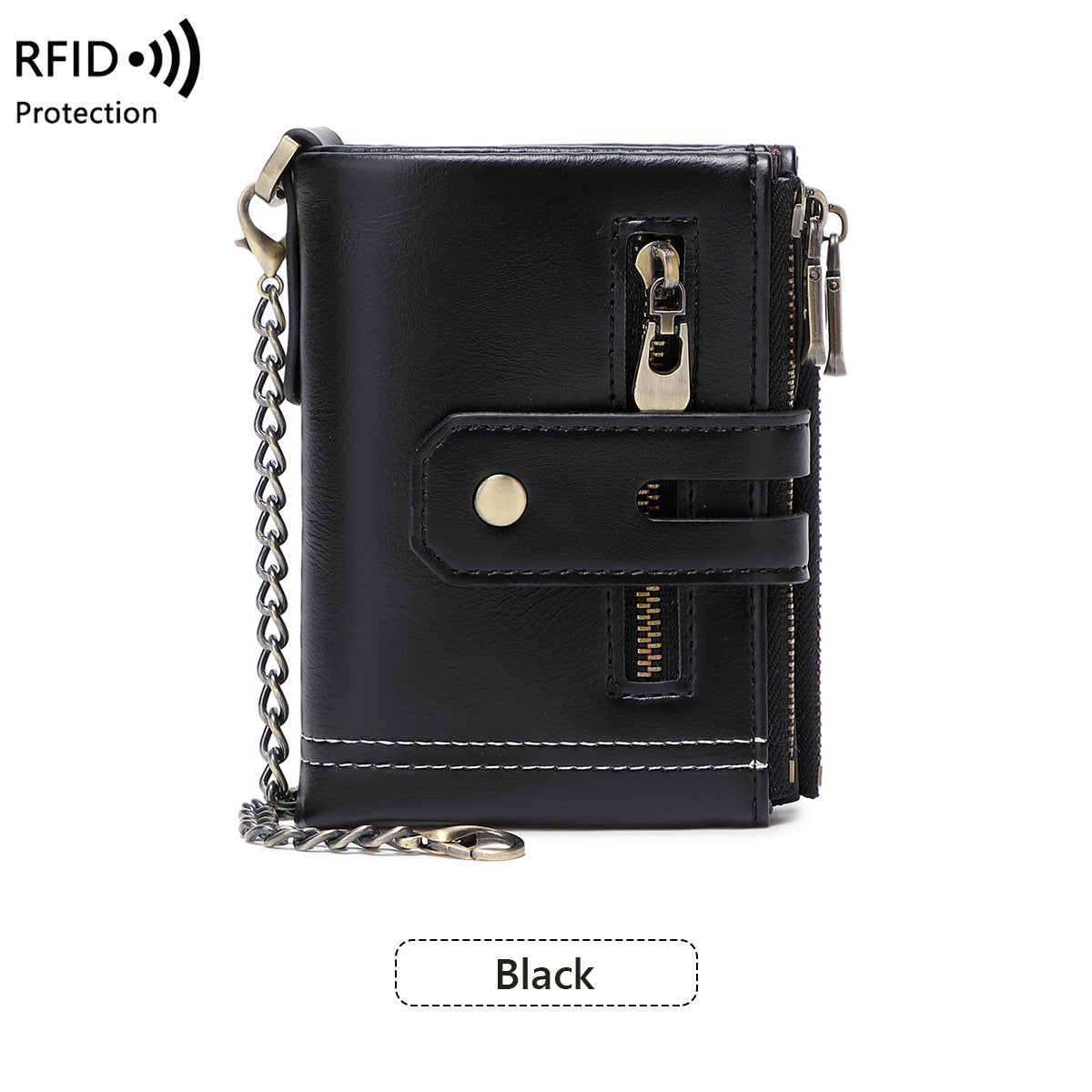 RFID Blocking Leather Wallet for Men – Double Zipper Coin Pocket, Compact Bifold Short Wallet (Anti-Theft & Secure)
