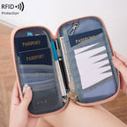 TravelEase  RFID Neck Passport Holder – Waterproof Anti-Theft Travel Wallet & Document Organizer for Men & Women