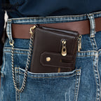 RFID Blocking Leather Wallet for Men – Double Zipper Coin Pocket, Compact Bifold Short Wallet (Anti-Theft & Secure)