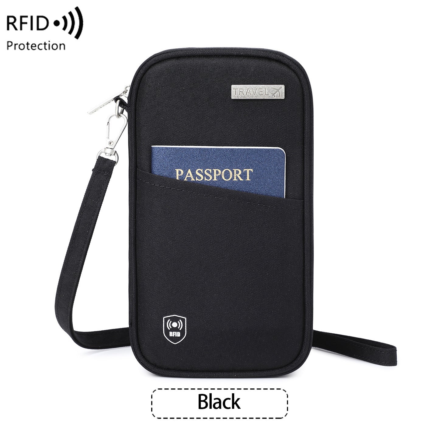 TravelEase  RFID Neck Passport Holder – Waterproof Anti-Theft Travel Wallet & Document Organizer for Men & Women