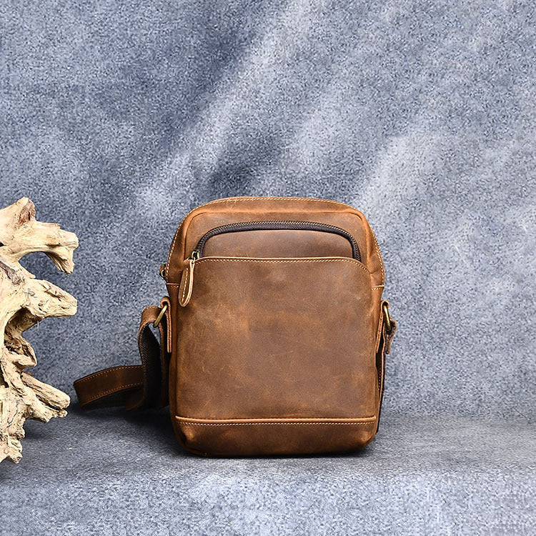 Men's Leather Messenger Bag For Large Ipad