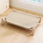 Raised Sisal Cat Bed Dog Cot – Breathable Elevated Bed with Washable Cover