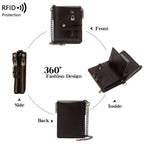RFID Blocking Leather Wallet for Men – Double Zipper Coin Pocket, Compact Bifold Short Wallet (Anti-Theft & Secure)