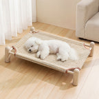 Raised Sisal Cat Bed Dog Cot – Breathable Elevated Bed with Washable Cover