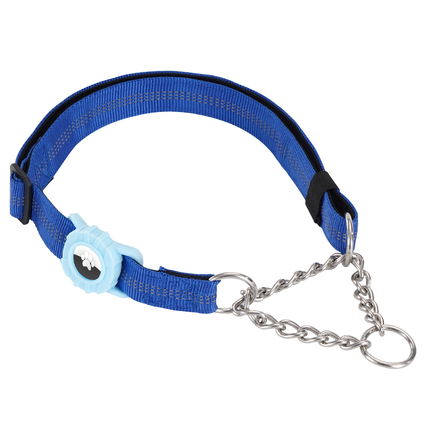 Heavy-Duty Dog Training Collar with AirTag Holder – Adjustable Metal Chain Collar, Escape-Resistant Pet Collar for Medium & Large Dogs