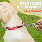 Heavy-Duty Dog Training Collar with AirTag Holder – Adjustable Metal Chain Collar, Escape-Resistant Pet Collar for Medium & Large Dogs