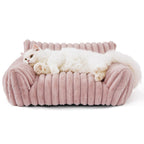 Ultra-soft plush dog and cat bed with a three-sided bolster