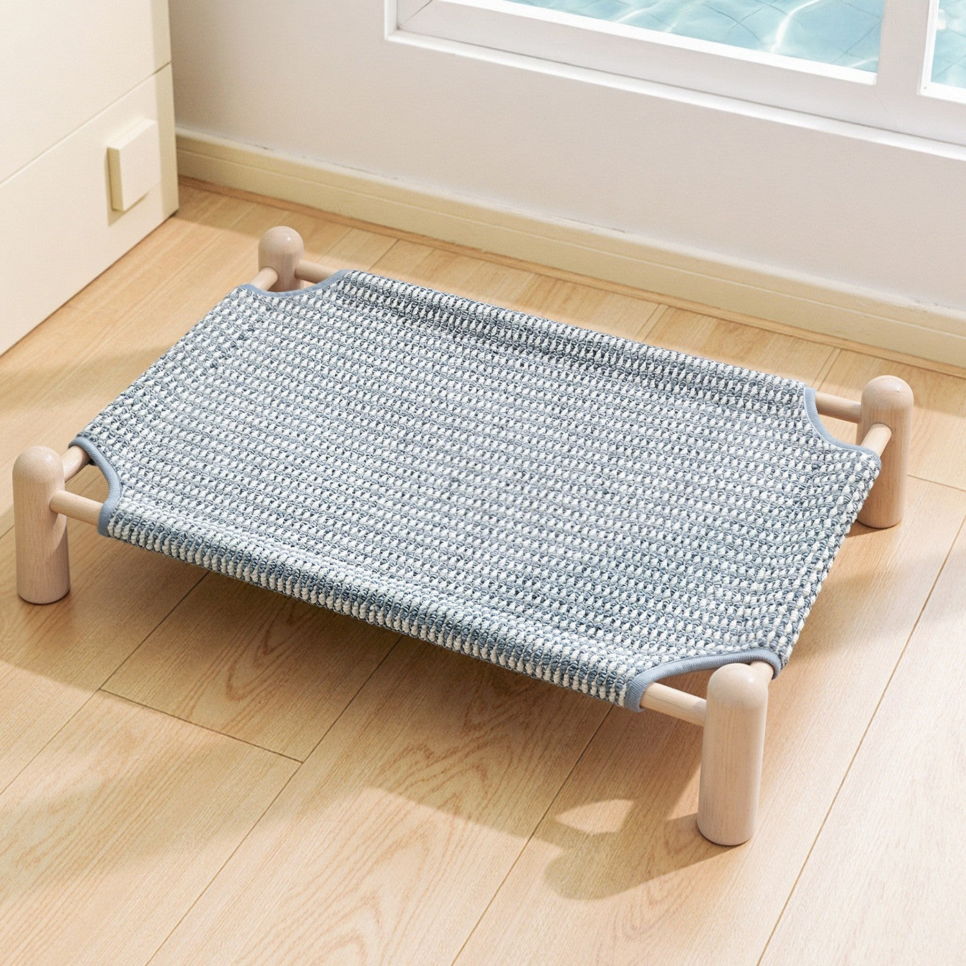 Raised Sisal Cat Bed Dog Cot – Breathable Elevated Bed with Washable Cover