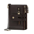 RFID Blocking Leather Wallet for Men – Double Zipper Coin Pocket, Compact Bifold Short Wallet (Anti-Theft & Secure)