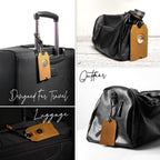 Genuine Leather Luggage Tag – Vintage Travel ID with Privacy Flap & AirTag Slot