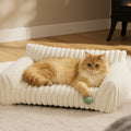 Luxury plush pet sofa bed with raised bolster for dogs and cats