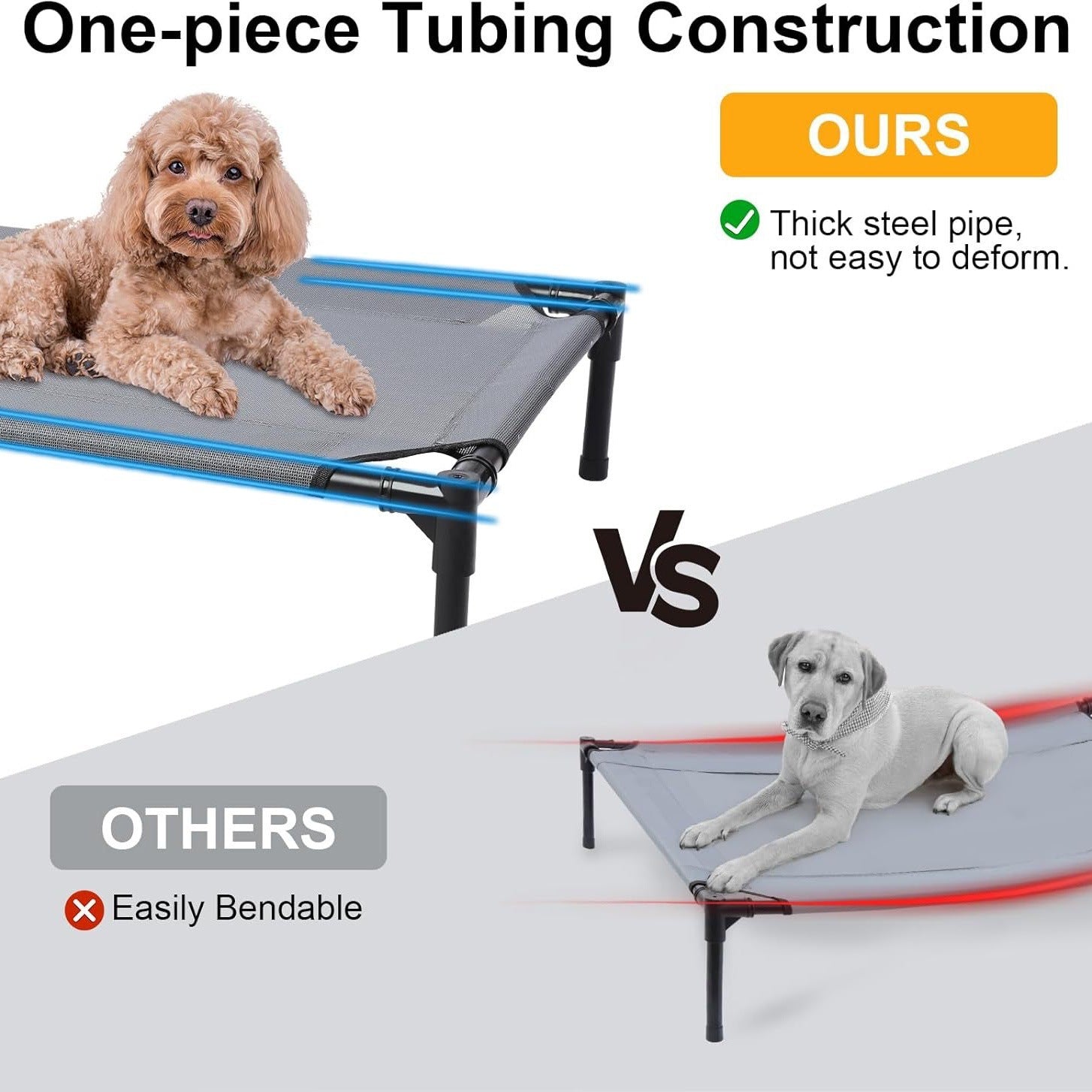 Outdoor Elevated Dog Bed with Canopy – Cooling Mesh Cot with UV Sun Shade