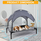 Outdoor Elevated Dog Bed with Canopy – Cooling Mesh Cot with UV Sun Shade