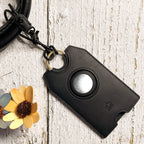 Genuine Leather Luggage Tag – Vintage Travel ID with Privacy Flap & AirTag Slot