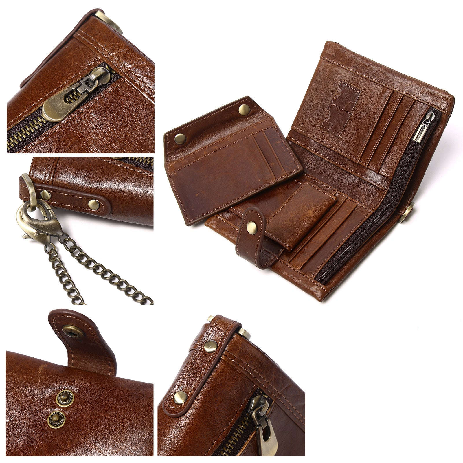 Cross-border genuine leather RFID anti-theft brush wallet short new men's multi-function anti-magnetic cowhide coin purse