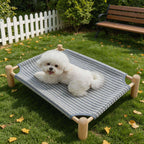 Raised Sisal Cat Bed Dog Cot – Breathable Elevated Bed with Washable Cover