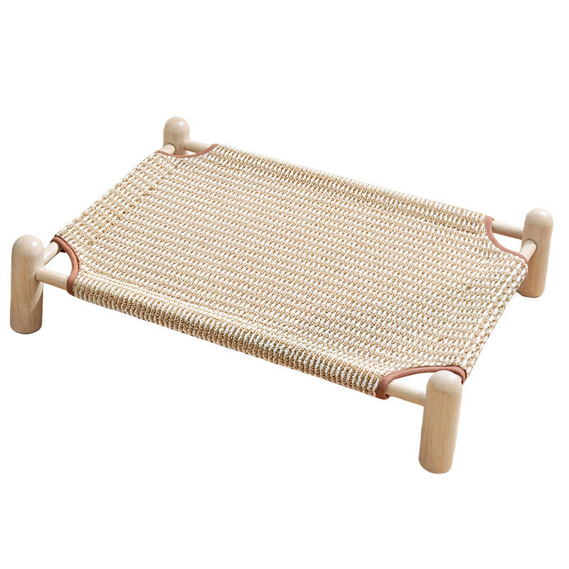 Raised Sisal Cat Bed Dog Cot – Breathable Elevated Bed with Washable Cover
