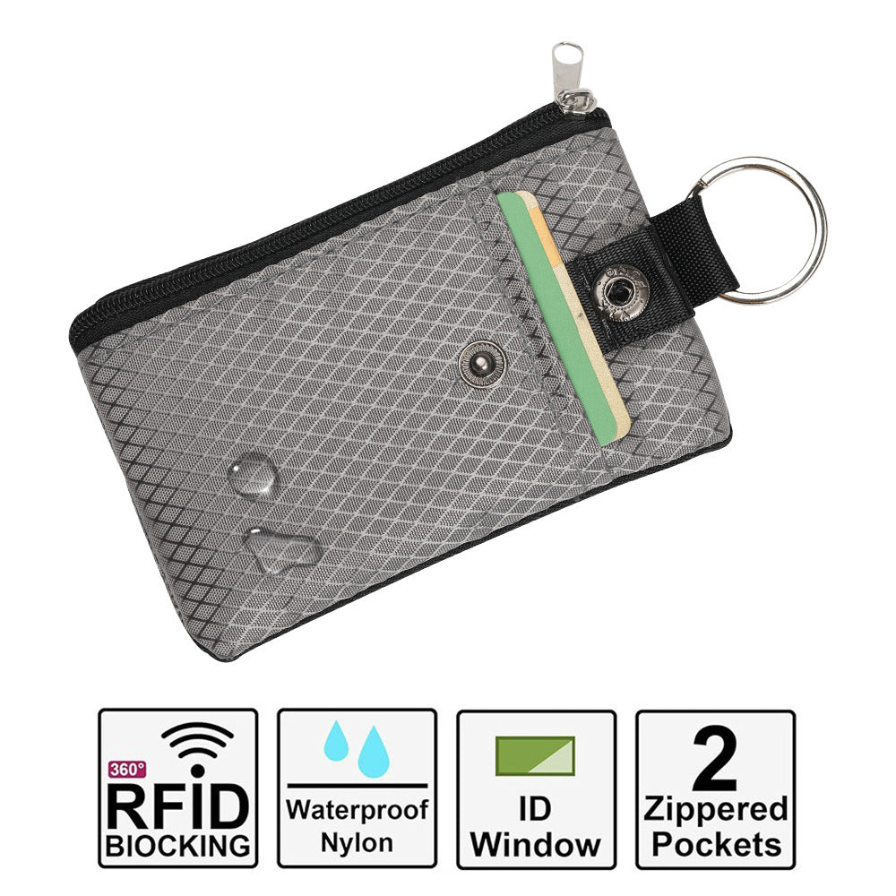SecureSlim RFID Blocking Mini Wallet Keychain – Ultra-Thin Card Holder with Neck Strap, Anti-Theft Compact Organizer
