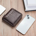 Leather RFID Zipper Wallet for Men