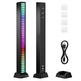 USB Rechargeable Voice Sensitive Music Rhythm RGB Pickup Lamp for Gaming Laptop Desktop Car Dashboard TV & Soundbar Sync 32 Bit Rythm Light (Pack of 1, Black)