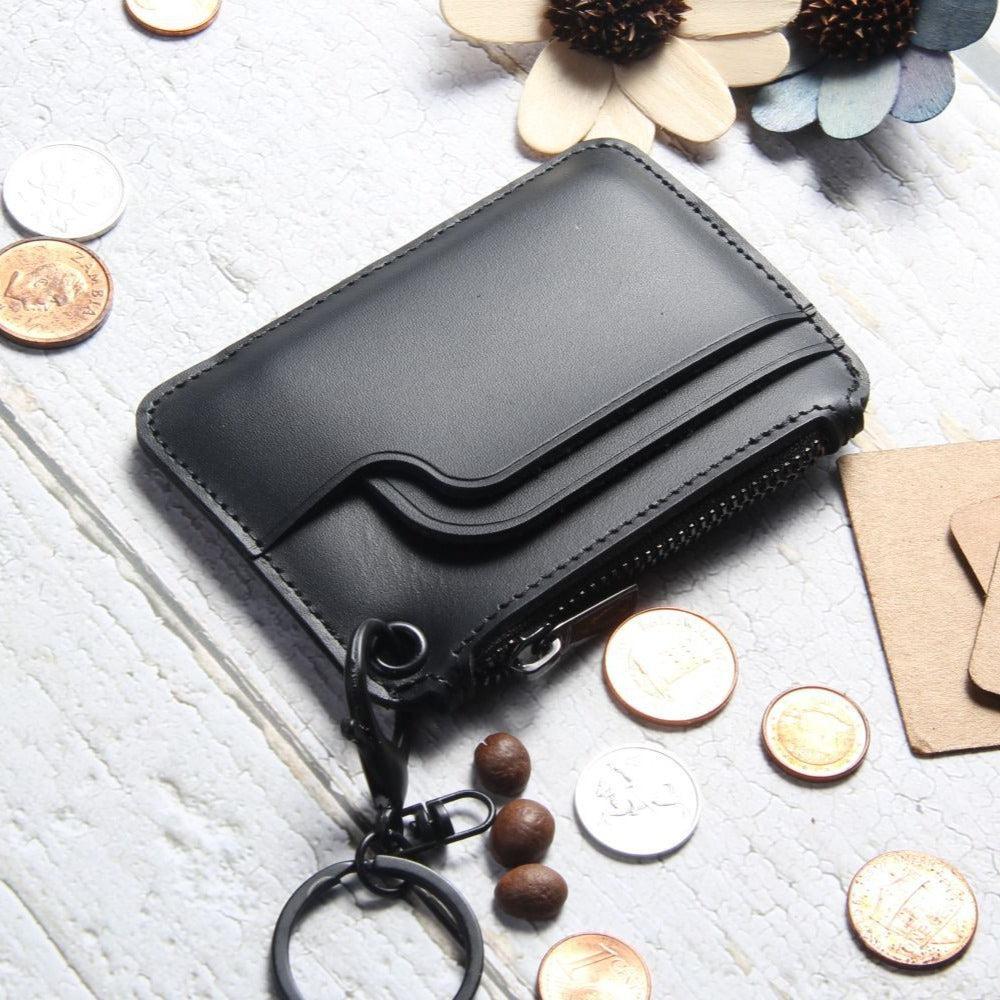 Genuine Leather RFID Wallet – Mini Coin, Card & Key Organizer