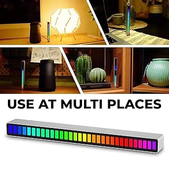 USB Rechargeable Voice Sensitive Music Rhythm RGB Pickup Lamp for Gaming Laptop Desktop Car Dashboard TV & Soundbar Sync 32 Bit Rythm Light (Pack of 1, Black)