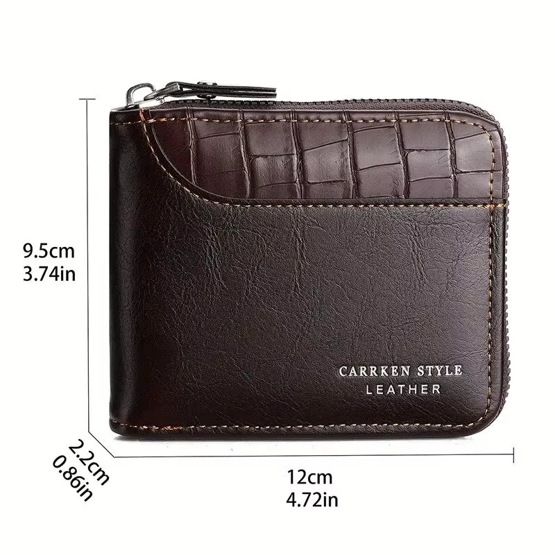 Leather RFID Zipper Wallet for Men