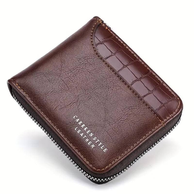 Leather RFID Zipper Wallet for Men