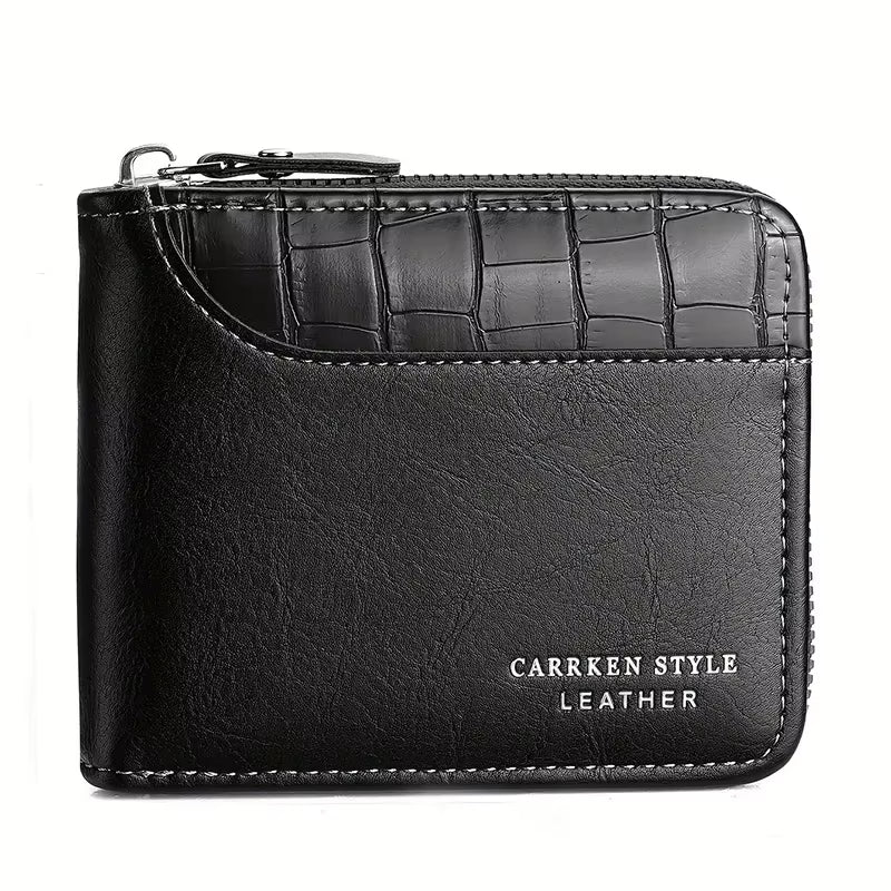 Leather RFID Zipper Wallet for Men