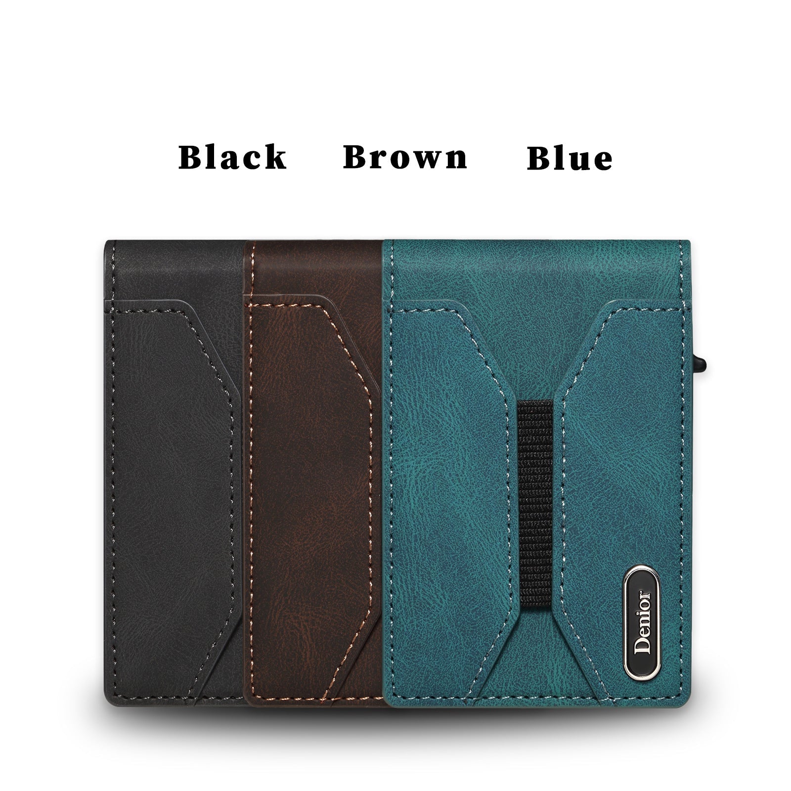 Premium Leather Pop-Up Card Wallet with RFID Protection - Automatic Card Holder