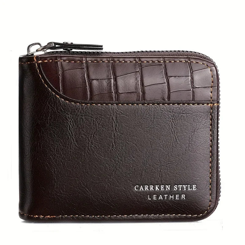 Leather RFID Zipper Wallet for Men