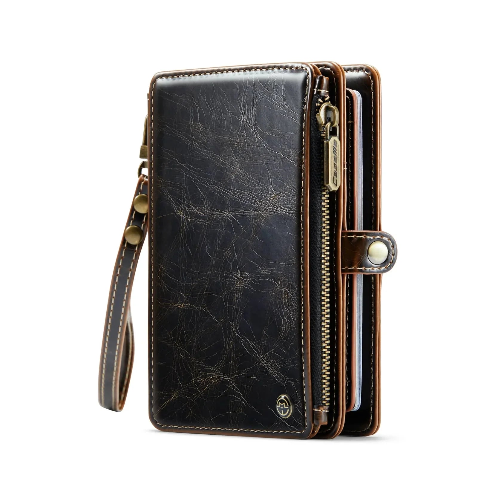 Luxury RFID Travel Passport Holder Wallet with Wrist Strap & Zipper – Secure Organizer for Men & Women (Gold)