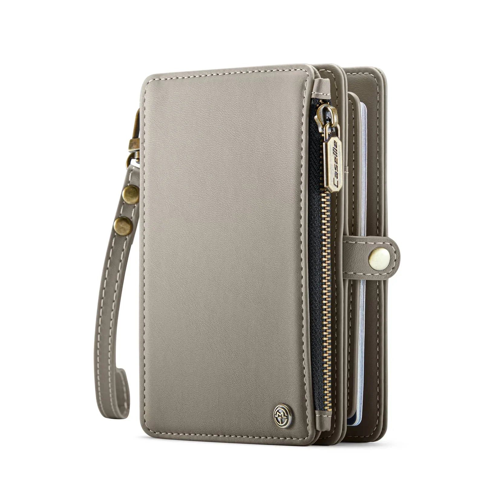 Luxury RFID Travel Passport Holder Wallet with Wrist Strap & Zipper – Secure Organizer for Men & Women (Gold)