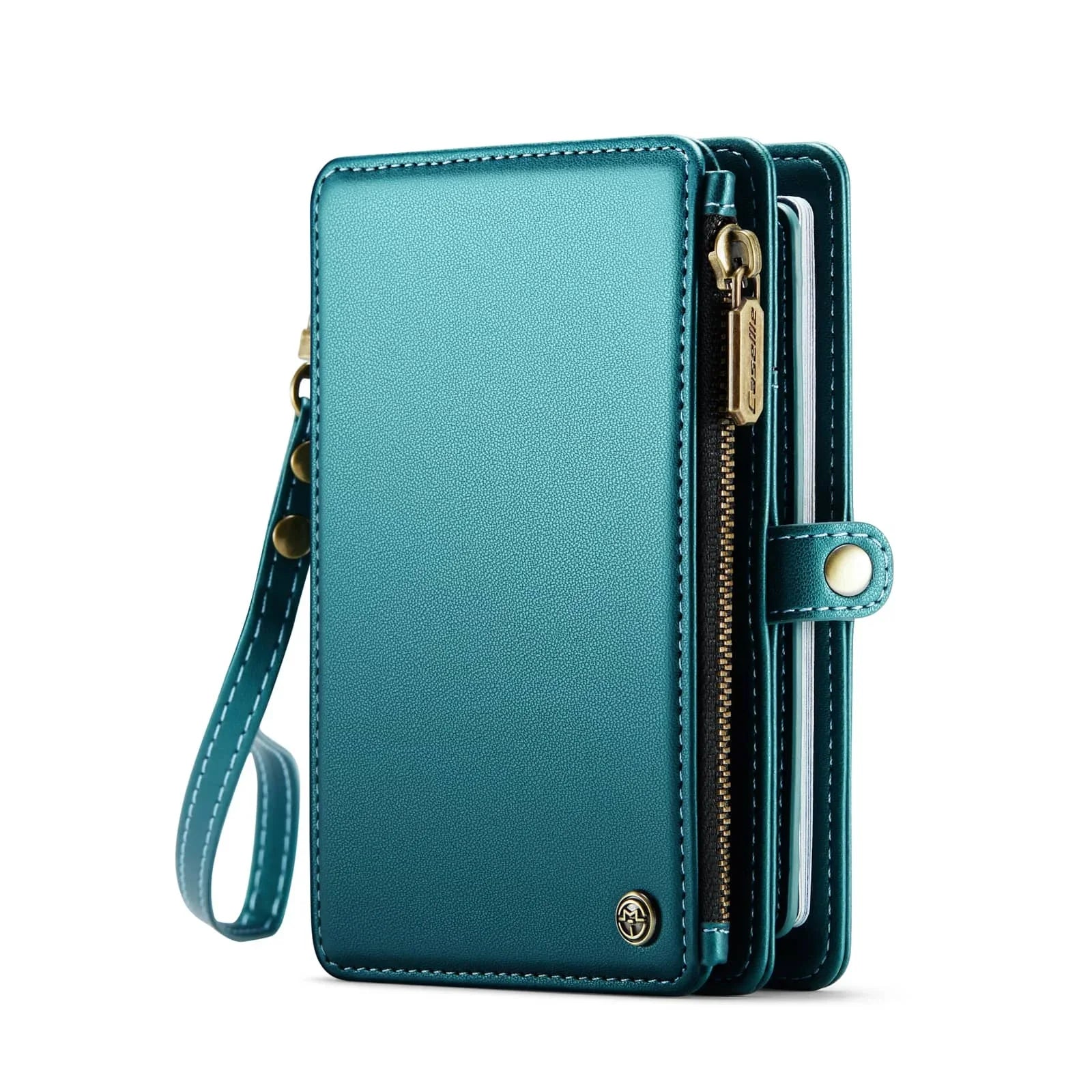 Luxury RFID Travel Passport Holder Wallet with Wrist Strap & Zipper – Secure Organizer for Men & Women (Gold)