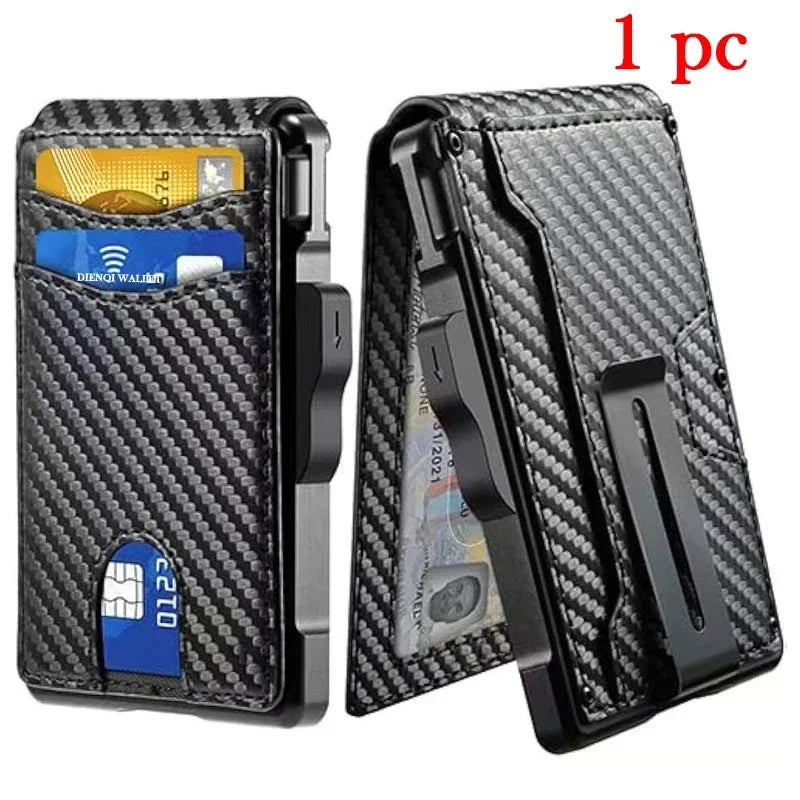 Wallet for Men, Mens Minimalist Wallet 9-13 Cards, Slim Compact Wallet with Money Clip & ID Window, RFID Blocking Smart Pop Up C