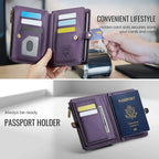 Luxury RFID Travel Passport Holder Wallet with Wrist Strap & Zipper – Secure Organizer for Men & Women (Gold)