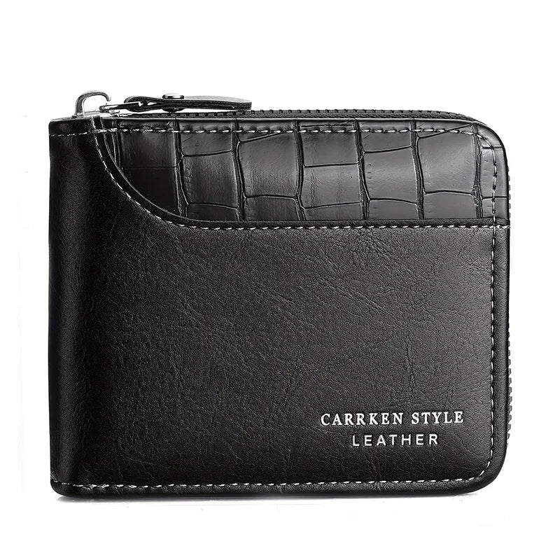 Leather RFID Zipper Wallet for Men