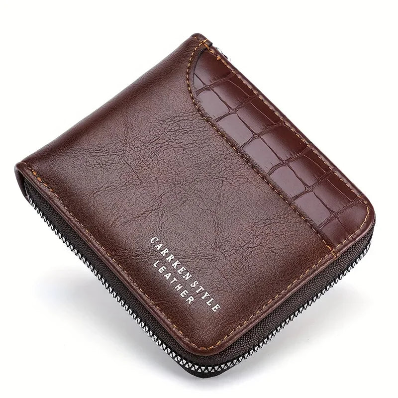 Leather RFID Zipper Wallet for Men