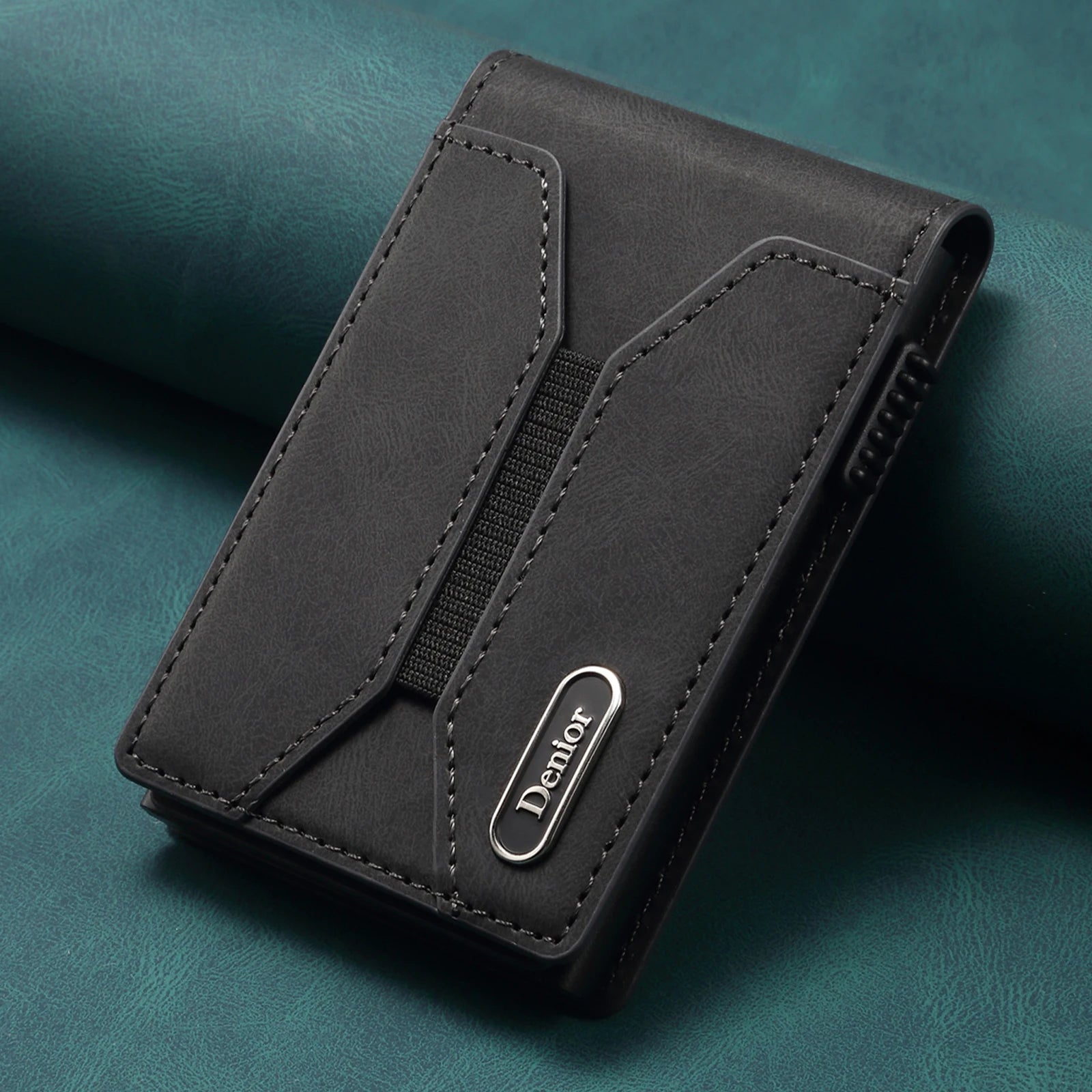 Premium Leather Pop-Up Card Wallet with RFID Protection - Automatic Card Holder