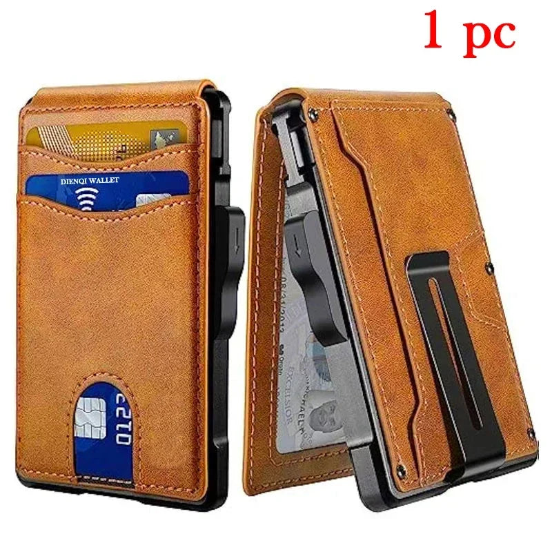 Wallet for Men, Mens Minimalist Wallet 9-13 Cards, Slim Compact Wallet with Money Clip & ID Window, RFID Blocking Smart Pop Up C